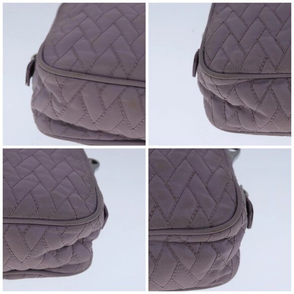PRADA Quilted Chain Hand Bag Nylon Purple Silver Auth - Picture 14 of 14